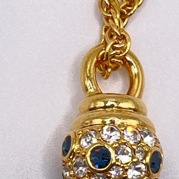 Nolan Miller Vintage Gold Tone Rhinestone Encrusted Disco Ball Necklace - Picture 3 of 9
